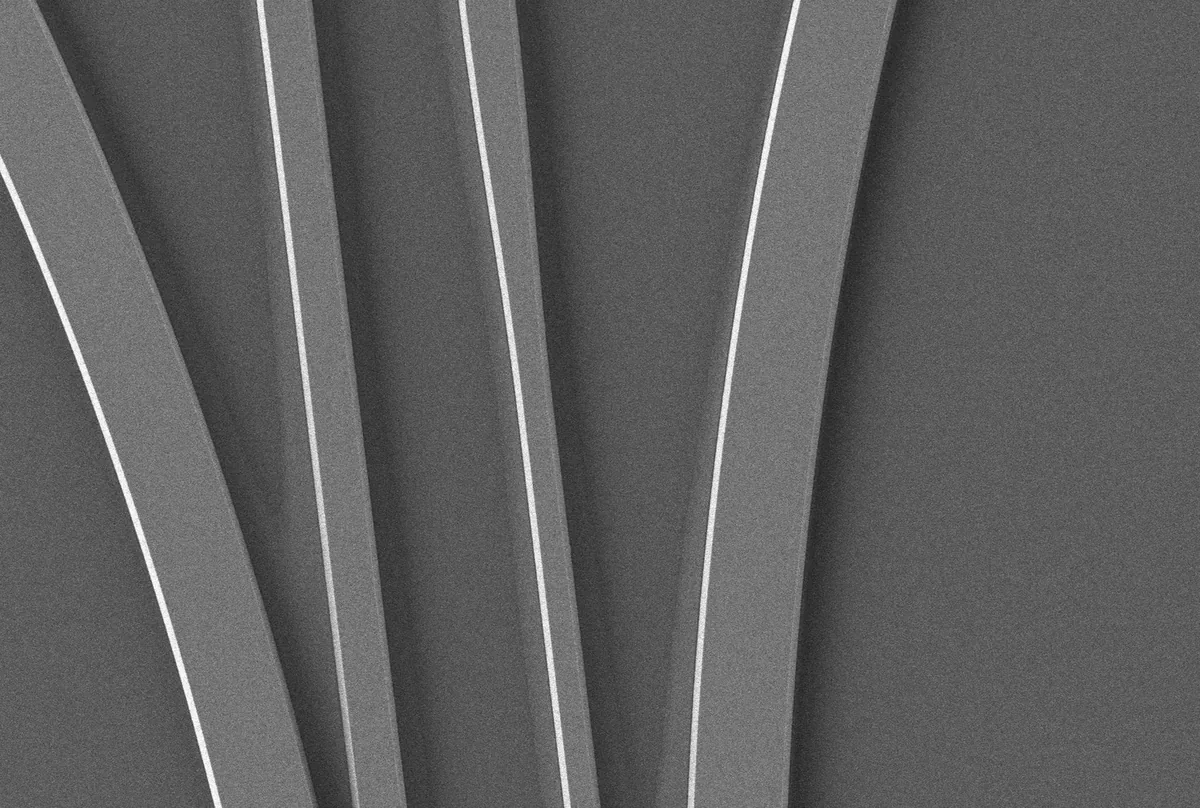 Electron micrograph of low-loss photonic waveguides